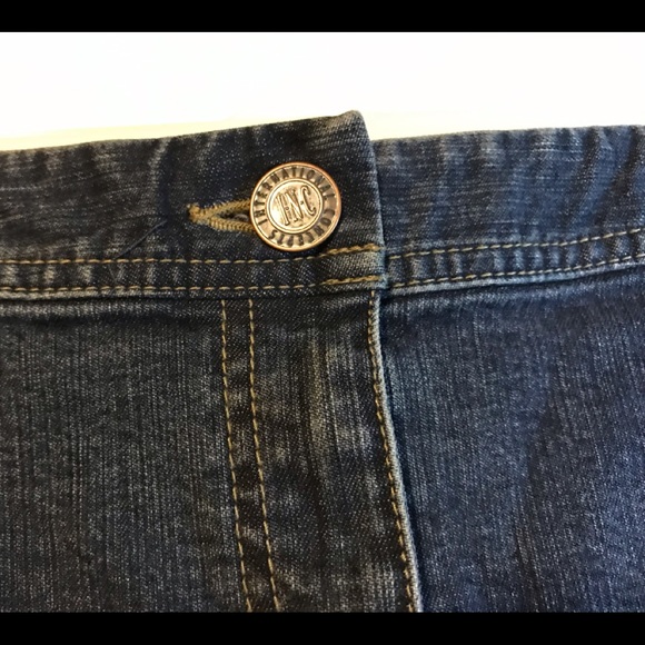 INC Denim Skirt Size 10 Petite  International Concepts Denim Fit Flare Split - Picture 8 of 10